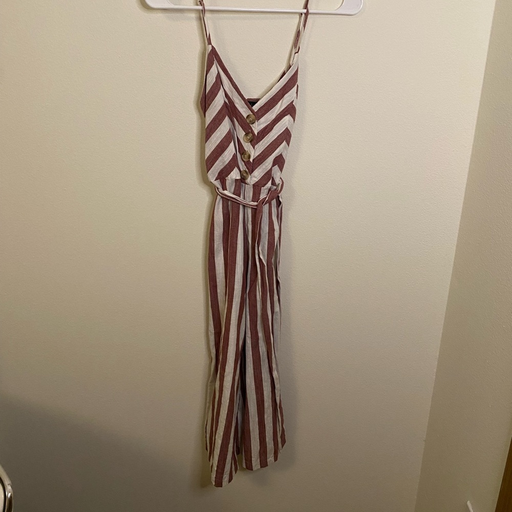 Size small jumpsuit striped pink and white brand Derek heart